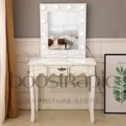 Compact Vanity Desk with Slide-Out Mirror